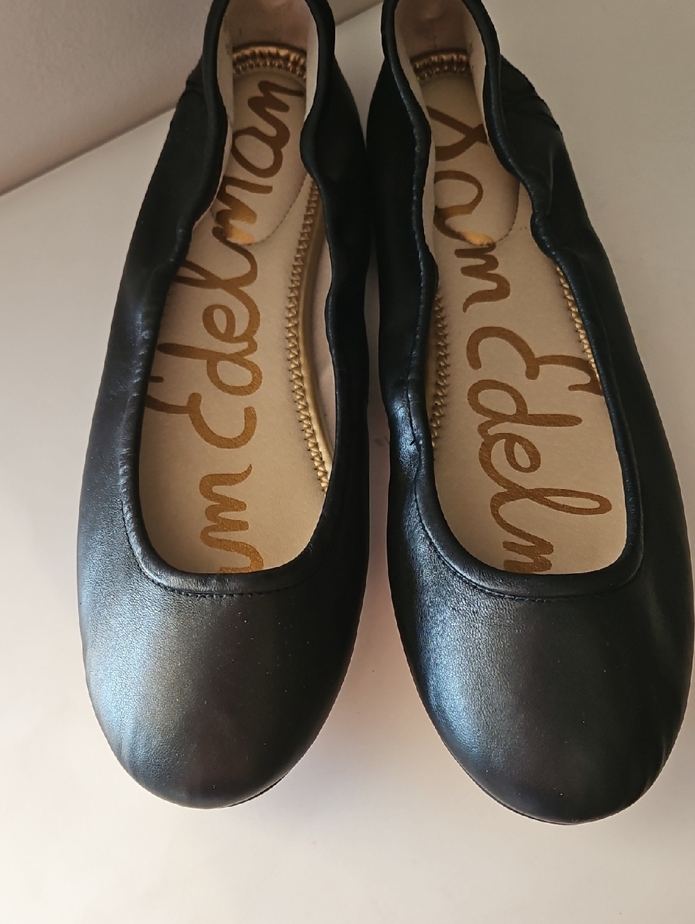 SAM EDELMAN FRITZ BLACK LEATHER BALLET FLATS SZ 10